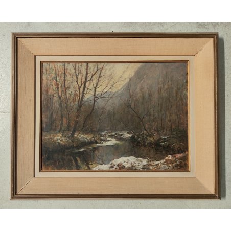 ANTICO QUADRO DIPINTO OLIO G. Cappa Legora PAESAGGIO Mattino d'inverno FERIOLO