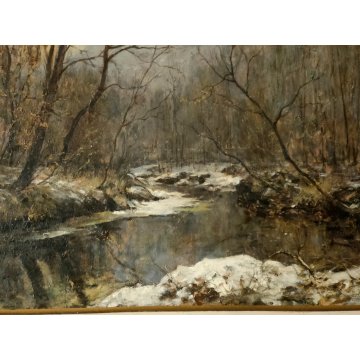 ANTICO QUADRO DIPINTO OLIO G. Cappa Legora PAESAGGIO Mattino d'inverno FERIOLO