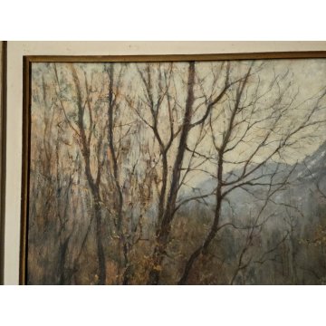ANTICO QUADRO DIPINTO OLIO G. Cappa Legora PAESAGGIO Mattino d'inverno FERIOLO