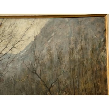 ANTICO QUADRO DIPINTO OLIO G. Cappa Legora PAESAGGIO Mattino d'inverno FERIOLO