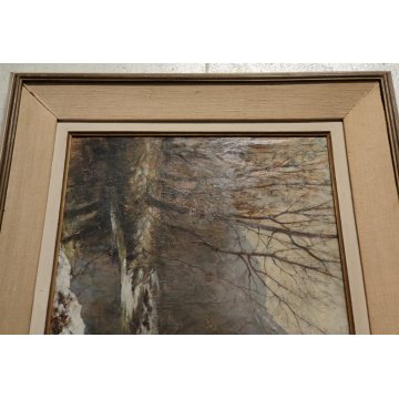 ANTICO QUADRO DIPINTO OLIO G. Cappa Legora PAESAGGIO Mattino d'inverno FERIOLO