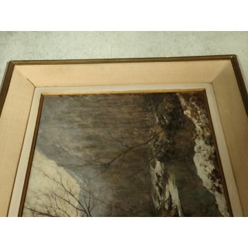ANTICO QUADRO DIPINTO OLIO G. Cappa Legora PAESAGGIO Mattino d'inverno FERIOLO