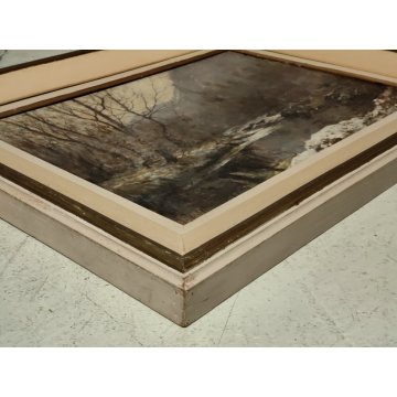 ANTICO QUADRO DIPINTO OLIO G. Cappa Legora PAESAGGIO Mattino d'inverno FERIOLO