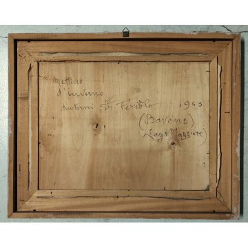 ANTICO QUADRO DIPINTO OLIO G. Cappa Legora PAESAGGIO Mattino d'inverno FERIOLO