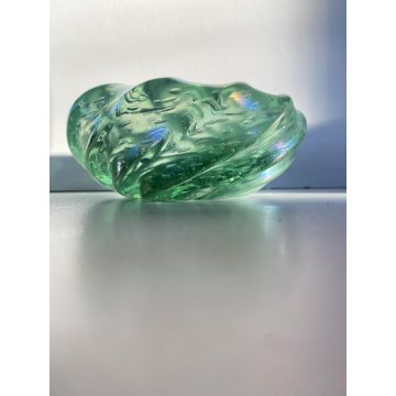 BOWL con PESTELLO VETRO MURANO Barovier&Toso CANGIANTE COSTOLATO VERDE ACQUA '40