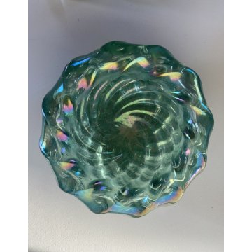 BOWL con PESTELLO VETRO MURANO Barovier&Toso CANGIANTE COSTOLATO VERDE ACQUA '40
