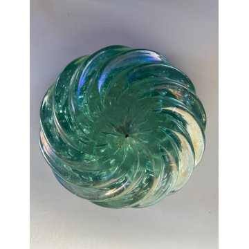 BOWL con PESTELLO VETRO MURANO Barovier&Toso CANGIANTE COSTOLATO VERDE ACQUA '40