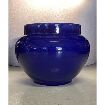 GRANDE VASO CERAMICA Revelli SCI LAVENO CHACHEPOT VINTAGE BLU COBALTO ø34cm '900