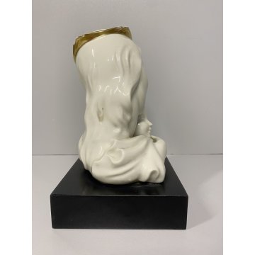 SCULTURA PORCELLANA MADONNA GESU BAMBINO Rosenthal 18cm/h BASAMENTO LEGNO '900