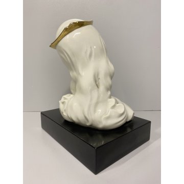SCULTURA PORCELLANA MADONNA GESU BAMBINO Rosenthal 18cm/h BASAMENTO LEGNO '900