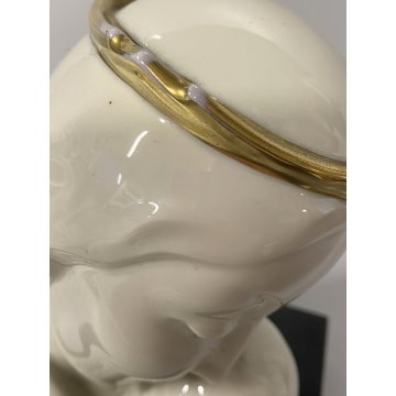 SCULTURA PORCELLANA MADONNA GESU BAMBINO Rosenthal 18cm/h BASAMENTO LEGNO '900