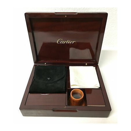 CARTIER KIT GIOIELLIERE OROLOGIAIO LEGNO MOGANO LACCATO LENTE MONOCOLO VINTAGE