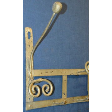 ANTICO APPENDIABITI FERRO BATTUTO epoca 1800 ATTACCAPANNI OLD IRON COAT HOOKS
