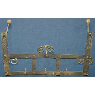 ANTICO APPENDIABITI FERRO BATTUTO epoca 1800 ATTACCAPANNI OLD IRON COAT HOOKS