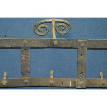 ANTICO APPENDIABITI FERRO BATTUTO epoca 1800 ATTACCAPANNI OLD IRON COAT HOOKS