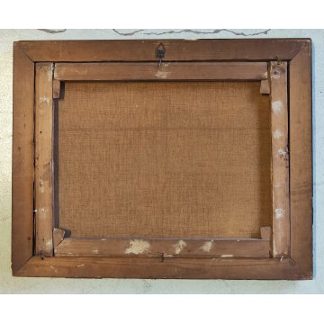 ANTICO DIPINTO OLIO TELA firmato PAESAGGIO MARINA TRAMONTO LAGO epoca 900 monti