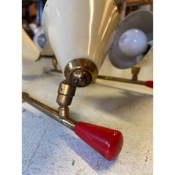 COPPIA APPLIQUE 3 CONI BIANCO OTTONE DESIGN MID CENTURY MODERN Stilnovo ARTELUCE