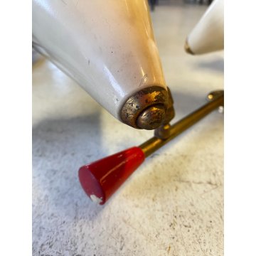 COPPIA APPLIQUE 3 CONI BIANCO OTTONE DESIGN MID CENTURY MODERN Stilnovo ARTELUCE