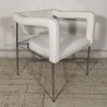 SEDIA DESIGN anni 70 CROMATA PELLE BIANCA Poltroncina Vintage POLTRONA Chair OLD