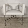 SEDIA DESIGN anni 70 CROMATA PELLE BIANCA Poltroncina Vintage POLTRONA Chair OLD