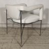 SEDIA DESIGN anni 70 CROMATA PELLE BIANCA Poltroncina Vintage POLTRONA Chair OLD