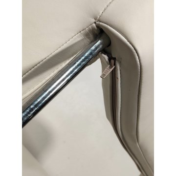 SEDIA DESIGN anni 70 CROMATA PELLE BIANCA Poltroncina Vintage POLTRONA Chair OLD