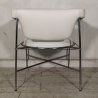 SEDIA DESIGN anni 70 CROMATA PELLE BIANCA Poltroncina Vintage POLTRONA Chair OLD