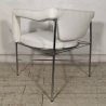 SEDIA DESIGN anni 70 CROMATA PELLE BIANCA Poltroncina Vintage POLTRONA Chair OLD