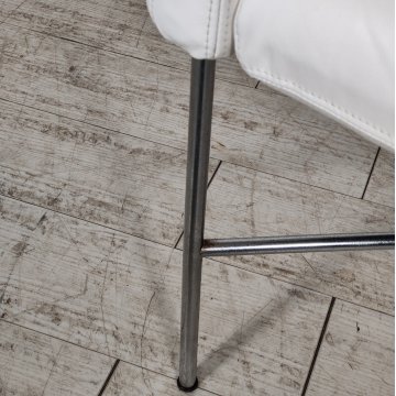 SEDIA DESIGN anni 70 CROMATA PELLE BIANCA Poltroncina Vintage POLTRONA Chair OLD