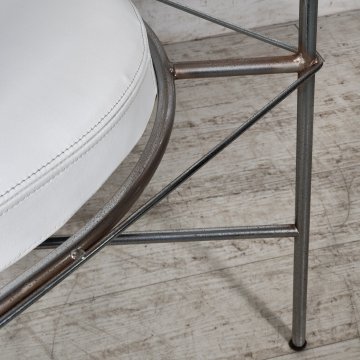 SEDIA DESIGN anni 70 CROMATA PELLE BIANCA Poltroncina Vintage POLTRONA Chair OLD