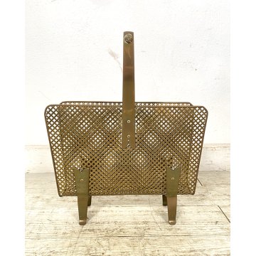 PORTARIVISTE VINTAGE OTTONE TRAFORATO BAMBOO MAGAZINE HOLDER Carl Auböck STILE