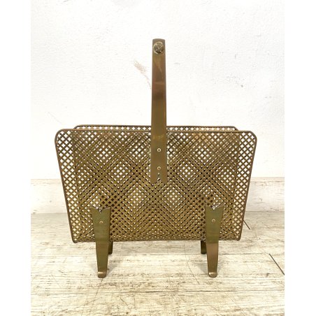 PORTARIVISTE VINTAGE OTTONE TRAFORATO BAMBOO MAGAZINE HOLDER Carl Auböck STILE