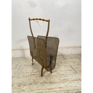 PORTARIVISTE VINTAGE OTTONE TRAFORATO BAMBOO MAGAZINE HOLDER Carl Auböck STILE
