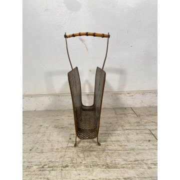 PORTARIVISTE VINTAGE OTTONE TRAFORATO BAMBOO MAGAZINE HOLDER Carl Auböck STILE