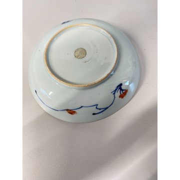 ANTICO PIATTINO PORCELLANA Imari BLU COBALTO ROSSO ZAFFERANO ORO ARTE ORIENTALE