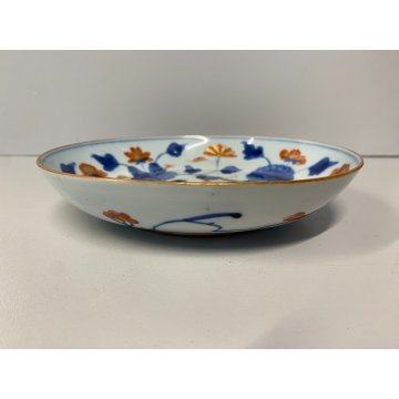 ANTICO PIATTINO PORCELLANA Imari BLU COBALTO ROSSO ZAFFERANO ORO ARTE ORIENTALE