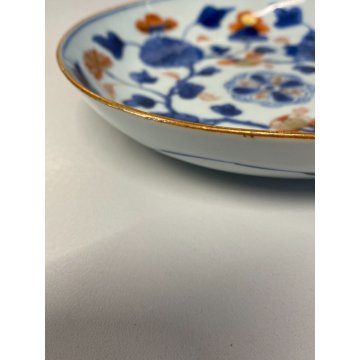 ANTICO PIATTINO PORCELLANA Imari BLU COBALTO ROSSO ZAFFERANO ORO ARTE ORIENTALE