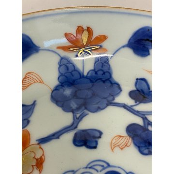 ANTICO PIATTINO PORCELLANA Imari BLU COBALTO ROSSO ZAFFERANO ORO ARTE ORIENTALE