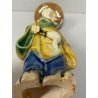 SCULTURA VINTAGE MUD MAN Pescatore CINESE GRES SMALTO POLICROMO 16 cm/h  XX sec.