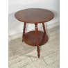 ANTICO PICCOLO TAVOLINO ROTONDO 2 RIPIANI EPOCA 1800 LEGNO NOCE BAROCCHETTO OLD