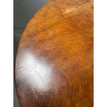 ANTICO PICCOLO TAVOLINO ROTONDO 2 RIPIANI EPOCA 1800 LEGNO NOCE BAROCCHETTO OLD