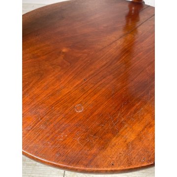 ANTICO PICCOLO TAVOLINO ROTONDO 2 RIPIANI EPOCA 1800 LEGNO NOCE BAROCCHETTO OLD