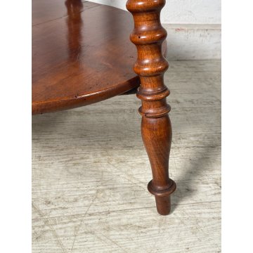 ANTICO PICCOLO TAVOLINO ROTONDO 2 RIPIANI EPOCA 1800 LEGNO NOCE BAROCCHETTO OLD