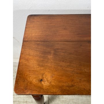 ANTICO PICCOLO TAVOLINO LEGNO NOCE EPOCA '800 TAVOLO GIOCO CONSOLLE CASSETTO