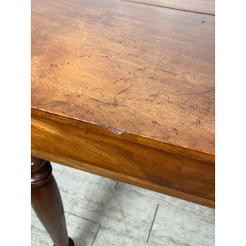 ANTICO PICCOLO TAVOLINO LEGNO NOCE EPOCA '800 TAVOLO GIOCO CONSOLLE CASSETTO