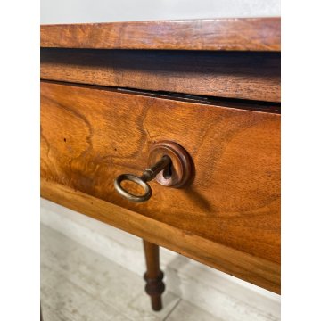 ANTICO PICCOLO TAVOLINO LEGNO NOCE EPOCA '800 TAVOLO GIOCO CONSOLLE CASSETTO