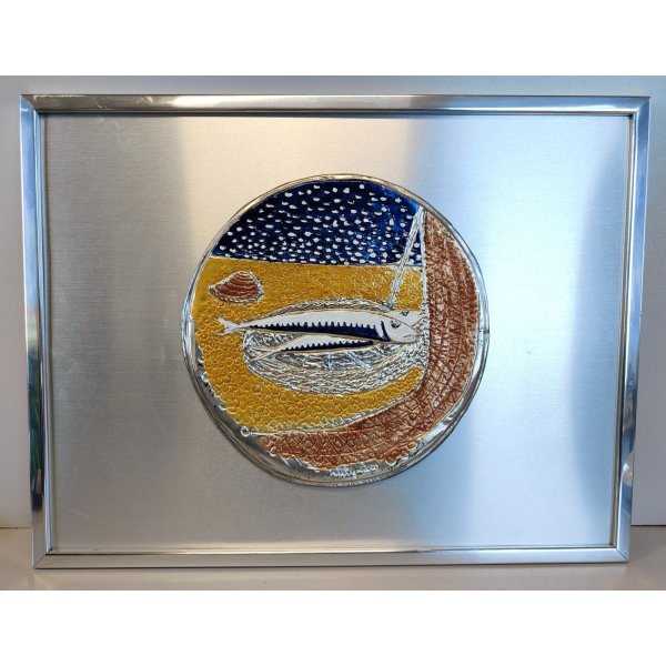 QUADRO BASSORILIEVO Giuseppe Migneco MULTIPLO 42/200 Pescata di Sarde ARGENTO