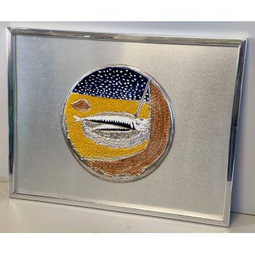 QUADRO BASSORILIEVO Giuseppe Migneco MULTIPLO 42/200 Pescata di Sarde ARGENTO