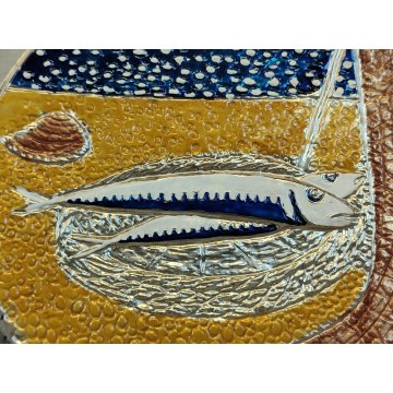 QUADRO BASSORILIEVO Giuseppe Migneco MULTIPLO 42/200 Pescata di Sarde ARGENTO