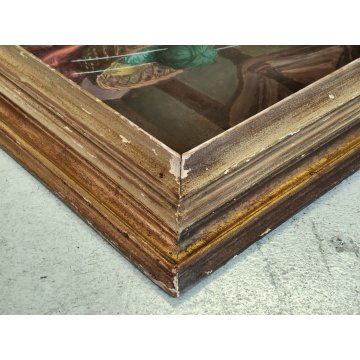 ANTICO QUADRO Arcangeli Luigi DIPINTO olio tavola NATURA MORTA Libri Statua Cane